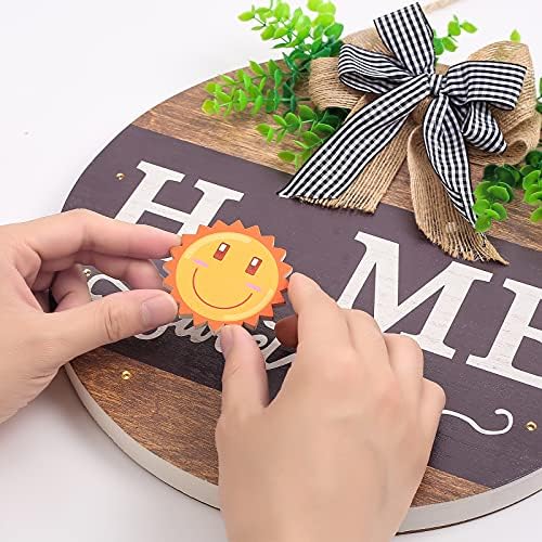 Interchangeable Welcome Sign for Front Door with 14 Changeable Icons