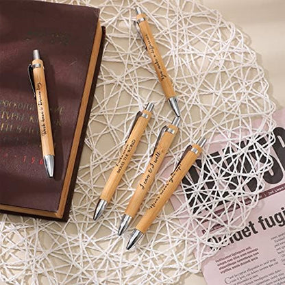 Fulmoon 100 Pcs Employee Appreciation Bamboo Pens with Inspirational