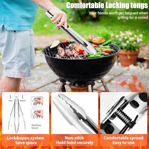 RINPIR 31Pcs Stainless Steel BBQ Grill Accessories & Tools Set, Brown