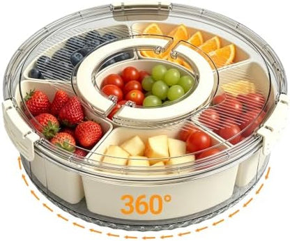 Divided Serving Tray, Snackle Box Container with Lid & Handle