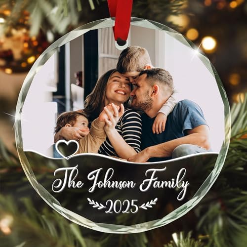 Custom Family Glass Ornament 2026, Personalized Christmas Ornaments