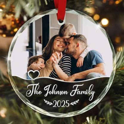 Custom Family Glass Ornament 2026, Personalized Christmas Ornaments