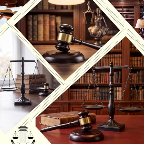 Tallew Vintage Justice Libra, Wooden Gavel with Sound Block, Black