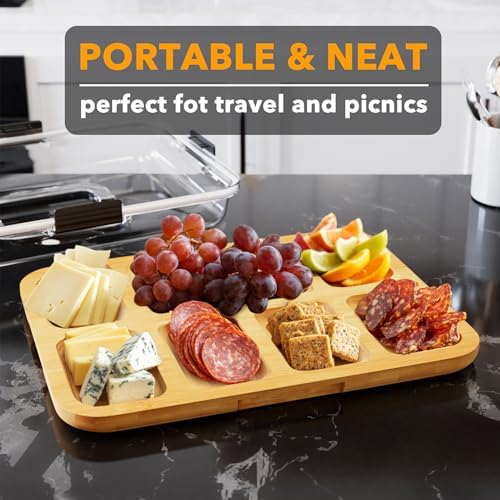 SpaceAid Charcuterie Board with Clear Lid, Portable Travel Cheese