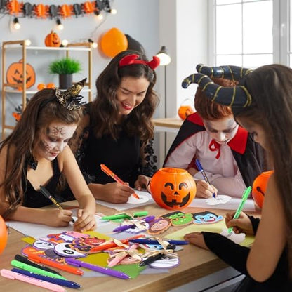 Pasimy 24 Sets Halloween Sticky Notes Pen Bulk Classroom Gifts Party
