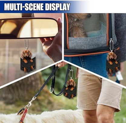 Dachshund Car Rearview Mirror Charm, Cute Pendant for Women