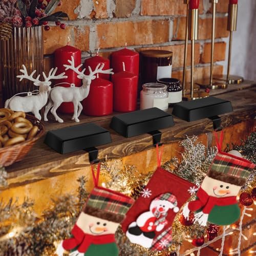 Hxezoc 3 Pack Black Christmas Stocking Holders, Metal Mantel Stocking