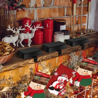 Hxezoc 3 Pack Black Christmas Stocking Holders, Metal Mantel Stocking