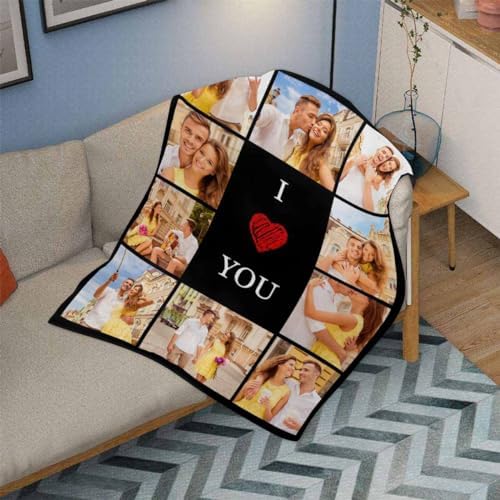 Custom Blanket with Photos Collage for Couple Gifts Personalized