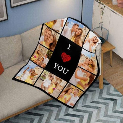 Custom Blanket with Photos Collage for Couple Gifts Personalized