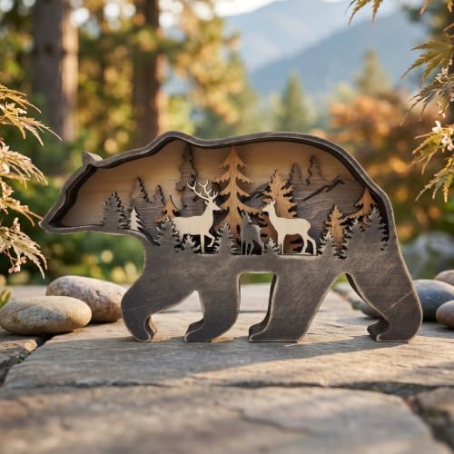 Drawely 3D Wooden Animals Carving, Wood Carving Animals Wall Decor
