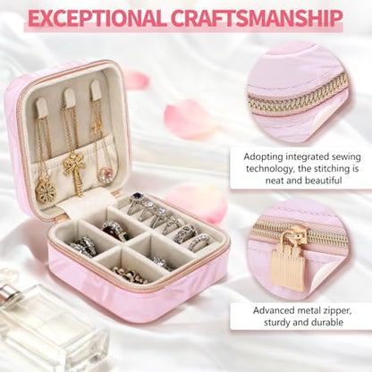 Travel Jewelry Case,Small Jewelry Box with Mirror,Gift for Girls Women