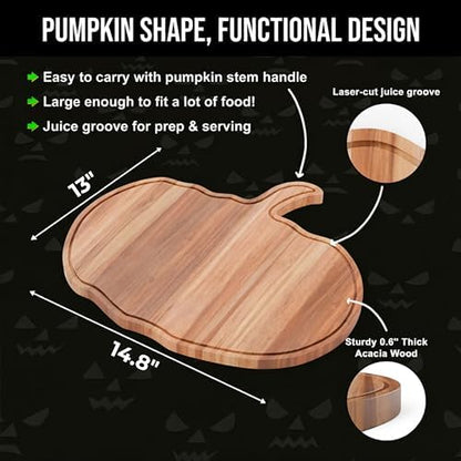 New - Pumpkin Cutting Board 14.8"x13" – Solid Acacia Wood Fall Pumpkin