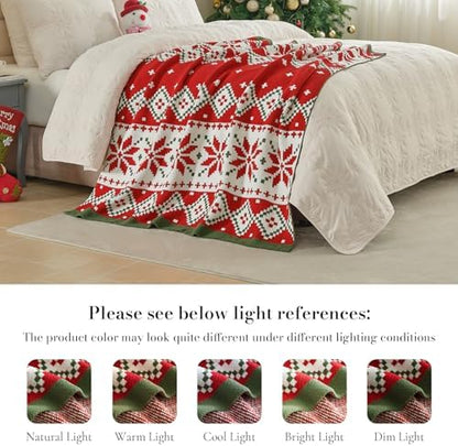 Amélie Home Christmas Knit Throw for Couch, Reversible Soft Cozy
