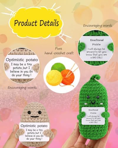 PinCute 2PCS Emotional Crochet Potato Pickle Birthday Gifts Her/Him