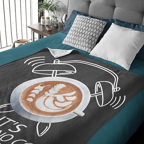 It's Cappuccino Coffee Time Fleece Flannel Gift Blanket Lightweight