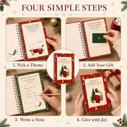 Merry Christmas Gift Card Book-14 Themed Pages, Hardcover & Durability