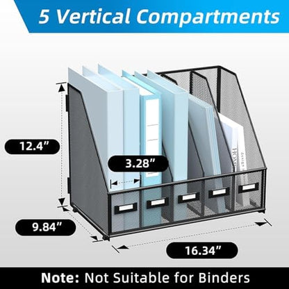 SUPEASY Desk Organizers Metal Desk Magazine File Holder with 5