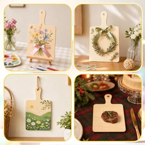 Vmiapxo 24 Pack Unfinished Wood Cutting Board Craft with Handle