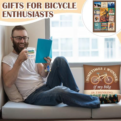 Buryeah 9 Pcs Cycling Gifts for Men Cyclists, Blanket Mug Socks Set