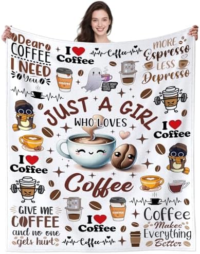 Coffee Blanket Gifts for Women Drink Lovers,Cute Cafe Accessories
