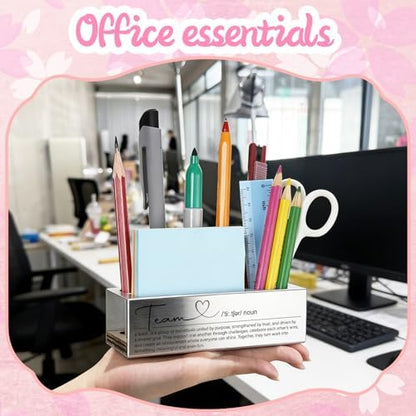 WINOESHE Stainless Steel Pencil Holder with Team & Heart Design
