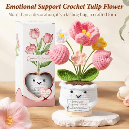 Emotional Support Crochet Positive Tulip Flower Appreciation Gift for