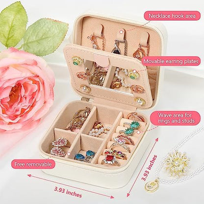 CHMI Travel Jewelry Case, White Travel Jewelry Box, Travel Jewelry