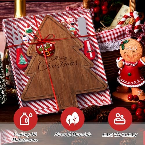 Ziliny 1 Set Mini Christmas Tree Cheese Board, Acacia Color