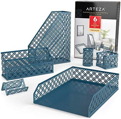 ARTEZA Desk Organizer Set, 6-Piece Dark Green, Includes Pencil Cup