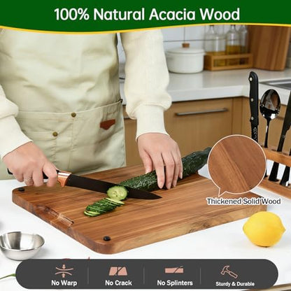Acacia Steak Board Plates Set Scratch-Proof Wooden Serving Platter