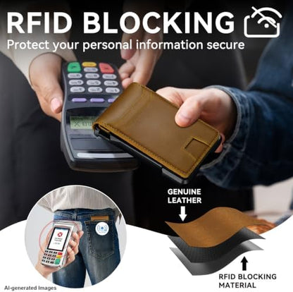 furid Genuine Leather Wallet for Men: Slim RFID Smart Minimalist