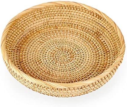 Hipiwe 9.9" Round Key Basket Bowl for Entryway Table Handwven Rattan