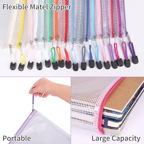 EOOUT 42pcs Mesh Zipper Pouch, 8 Sizes Waterproof Zipper Bags, 17