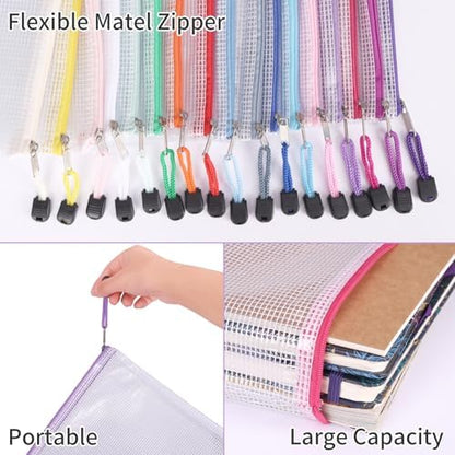 EOOUT 42pcs Mesh Zipper Pouch, 8 Sizes Waterproof Zipper Bags, 17