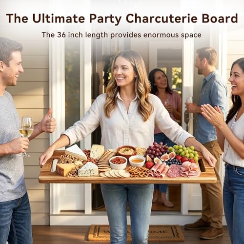 LDQ 36 Inch Extra Large Charcuterie Board, Acacia Wood Long Serving