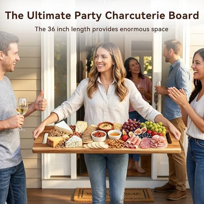 LDQ 36 Inch Extra Large Charcuterie Board, Acacia Wood Long Serving