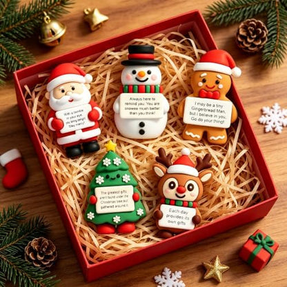 10Pcs Mini Christmas Figurines Positive Encouraging Gifts for