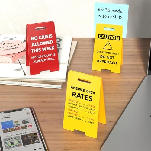 3 Pack Funny Desk Signs Acrylic Office Decor Coworker Gag Gifts