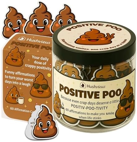 Positive Poo Jar, 60 Funny Affirmation Cards, Gag Gift for Women