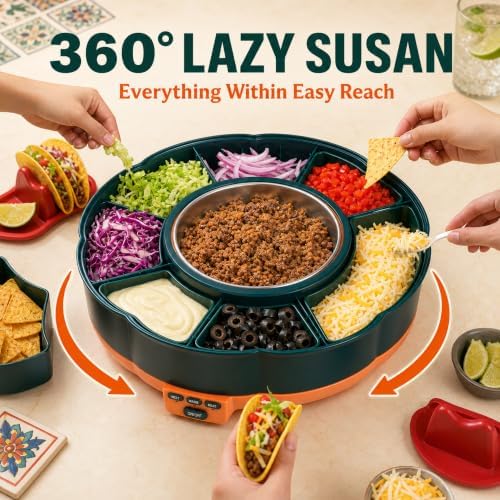 Taco Tuesday Kit - Taco Bar Serving Set for a Party with 33oz Heated