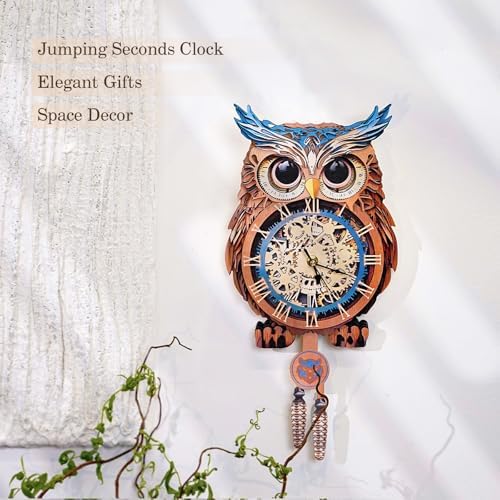 KAAYEE 3D Puzzles for Adults Owl Clock Bird Wooden Puzzle DIY Craft