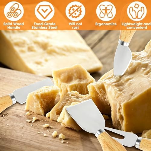 32 Pcs Cheese Knife Set Bulk, Stainless Steel Spreaders Cutters Forks