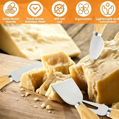 32 Pcs Cheese Knife Set Bulk, Stainless Steel Spreaders Cutters Forks