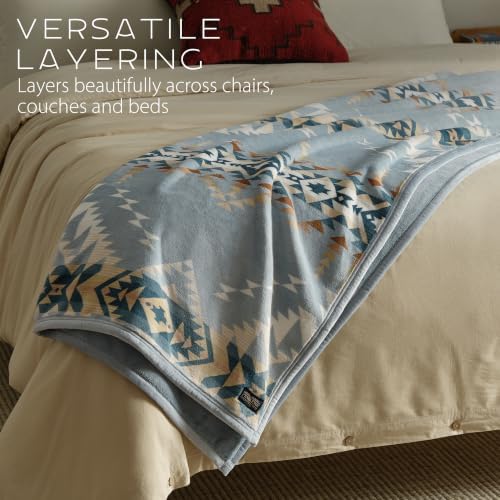 Pendleton Bridge Creek Fleece Throw Blanket for Sofa, 50" x 70", Blue