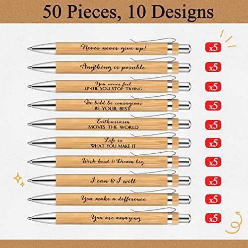 Fulmoon 100 Pcs Employee Appreciation Bamboo Pens with Inspirational