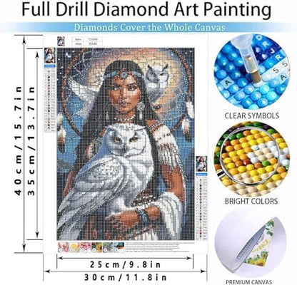 MOMDEDP Beauty Diamond Painting Kits for Adults,Owl Diamond Art Kits