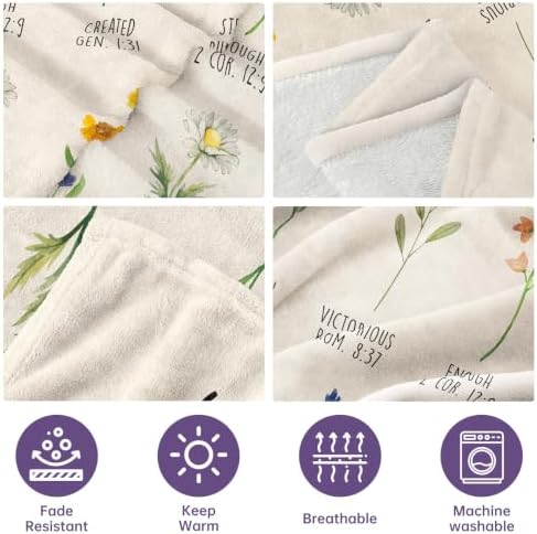 Christian Gifts for Women Birthday, Christian Blanket with Flowers