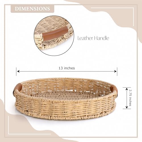Summit Living Rattan Organizer with Leather Handles – Decorative