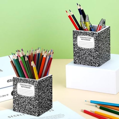 DERTE 2 Pcs Teacher Pencil Holder Wood Pencil Dispenser